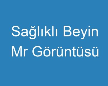 Sağlıklı Beyin Mr Görüntüsü