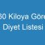 60 Kiloya Göre Diyet Listesi