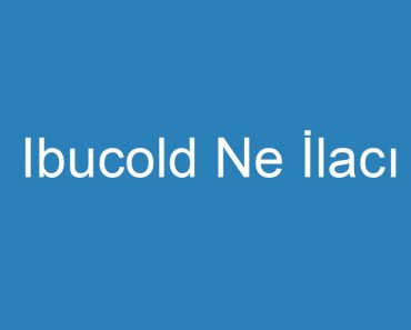 Ibucold Ne İlacı