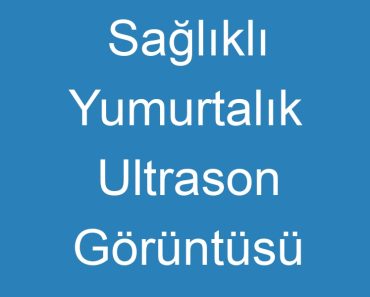 Sağlıklı Yumurtalık Ultrason Görüntüsü