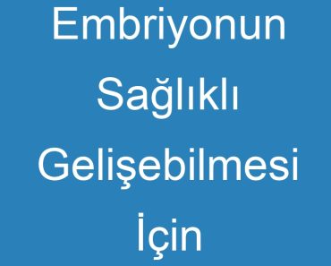 Embriyonun Sağlıklı Gelişebilmesi İçin Alınması Gereken Tedbirler