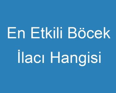 En Etkili Böcek İlacı Hangisi