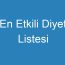 En Etkili Diyet Listesi