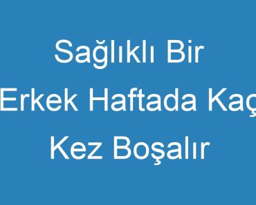 Sağlıklı Bir Erkek Haftada Kaç Kez Boşalır