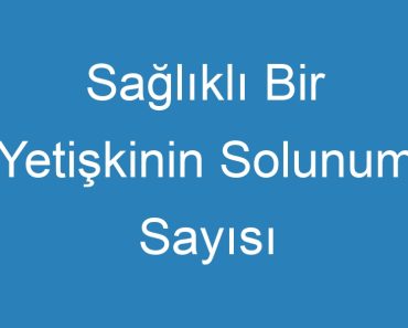 Sağlıklı Bir Yetişkinin Solunum Sayısı Kaçtır