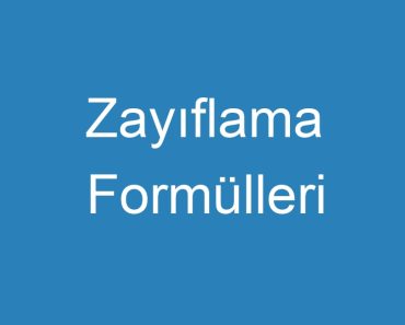 Zayıflama Formülleri