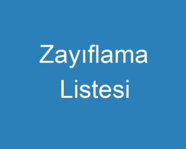 Zayıflama Listesi